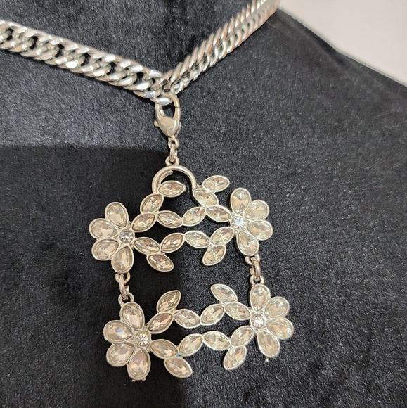 VINTAGE SPERRY PAT PEND Stainless Steel Crystal Pendant Necklace Bold 70s - Picture 8 of 11